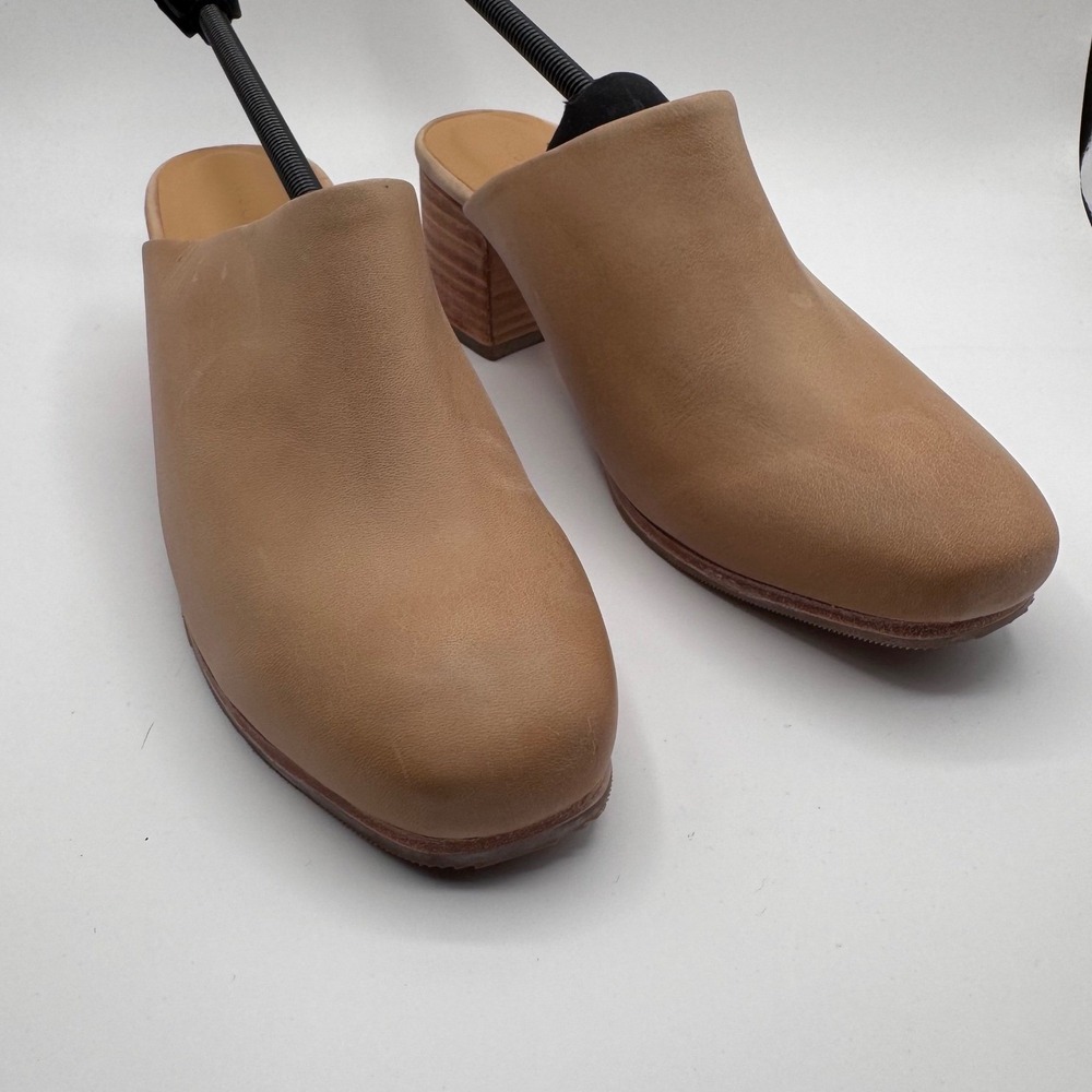 Nisolo Mules Tan Leather Block Heel Slip On Women's Shoes 6.5 New in Box
